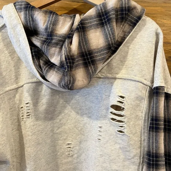 Pieced Knit Hooded Shacket - Image 6