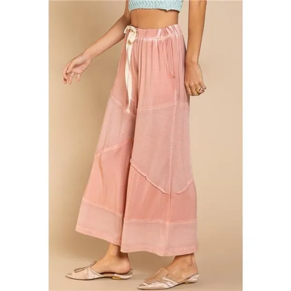 POL‎ Elastic Waistband Wide Leg Pants with Drawstring - Image 2