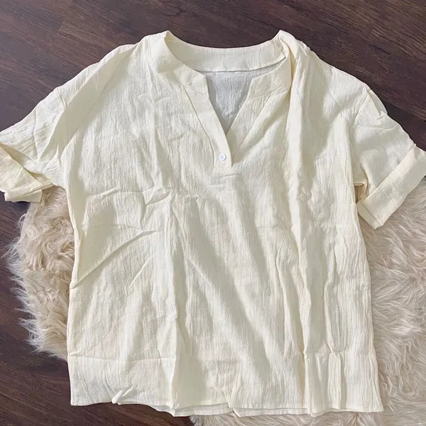 Butter Yellow Cream New Lightweight Capri & Tunic Shirt Matching Set L - Image 2