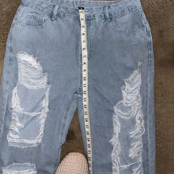 SHEIN Light Blue Distressed High Rise Jeans - Image 2