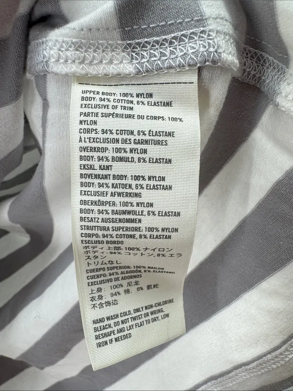 Hollister White Gray Striped mesh fitted Women’s Top rockabilly punk L going out - Image 10