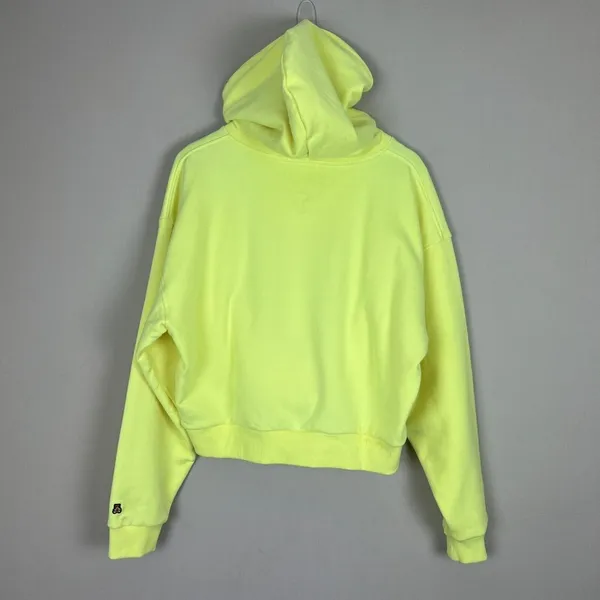 Teddy Fresh Hoodie Womens XL Highlighter‎ Neon Yellow Cropped 100% Cotton Beaded - Image 10