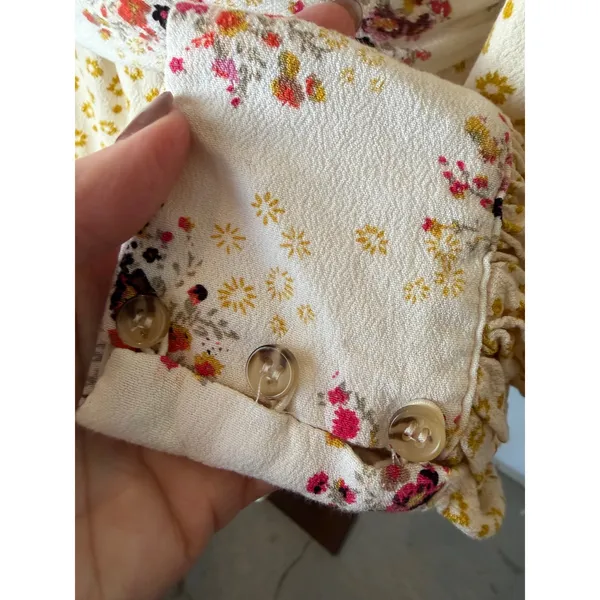 Free People‎ Wonderland Floral Mini Dress Women XS Yellow Boho Sash Cottagecore - Image 8