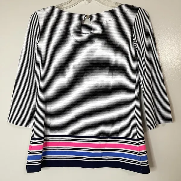 Lilly Pulitzer black striped pink blue trim nautical top size xxs - Image 3