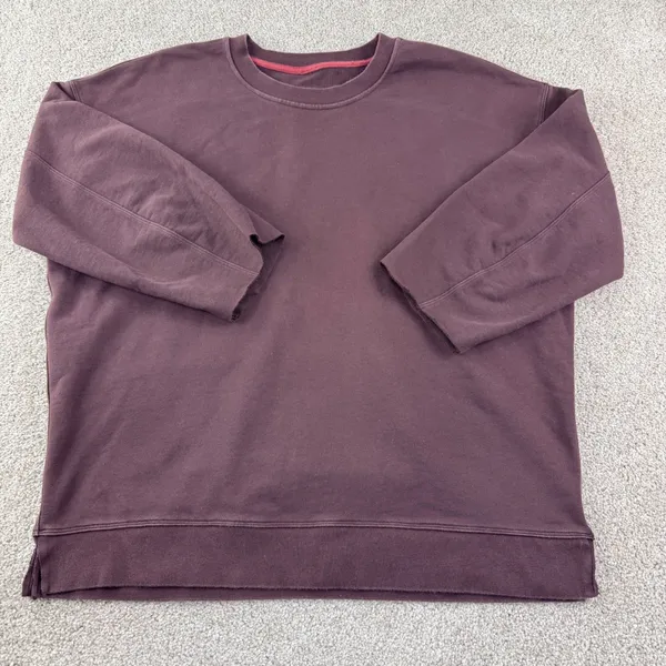 Lululemon Oversized Sweatshirt Womens Brownish Raw Hem Pullover‎ Thrashed Lounge - Image 2