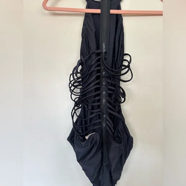 House of CB London Black Ladderback One‎ Piece Swim Zipper Size S - Image 7
