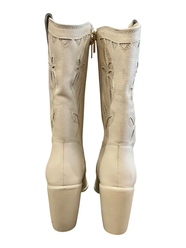 Vince Camuto Alisah Western Cowboy Boots Ivory Cream Leather Size 8.5M 39.5 NEW - Image 3