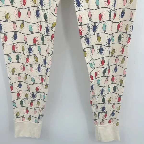 Hanna Andersson Womens Organic‎ Cotton Holiday Christmas Lights Pajama Joggers M - Image 3