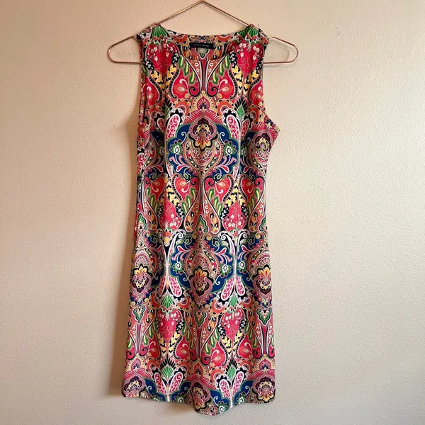 Tommy Hilfiger Sheath Dress Women 2P Multi Paisley Sleeveless Stretch Knit Mini - Image 3