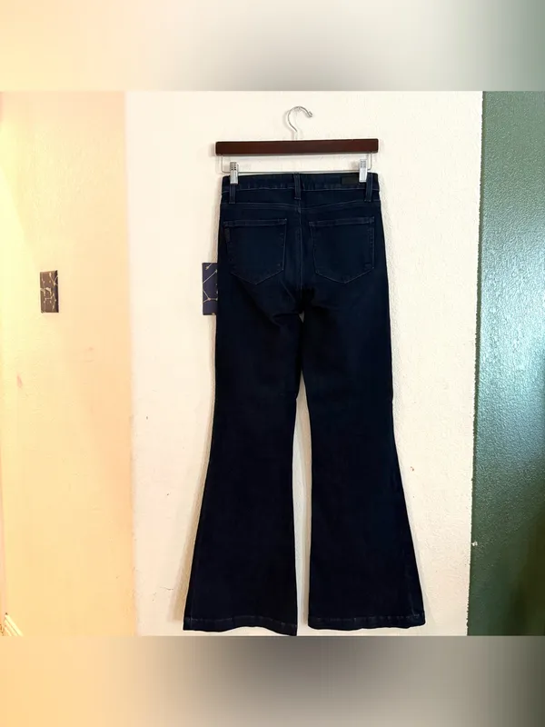 Paige Womens Jeans Denim Dark Wash Genevieve Modern High Rise Flare Size 27 - Image 2