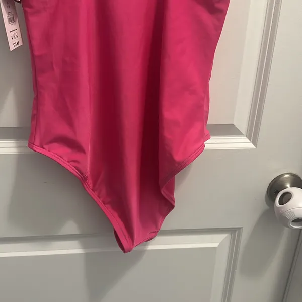No Boundaries Pink One-Piece High Leg Swimsuit Yellow and Green Straps Size M - Image 5