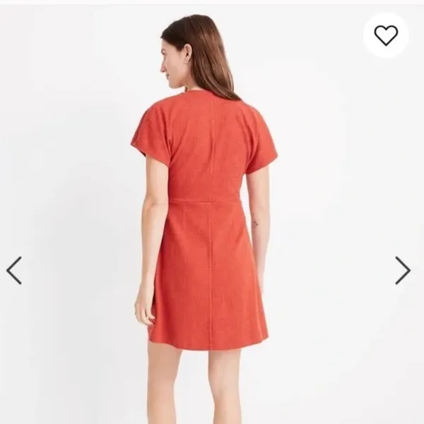 Madewell Burnt Orange Faux Wrap Dress - Image 3