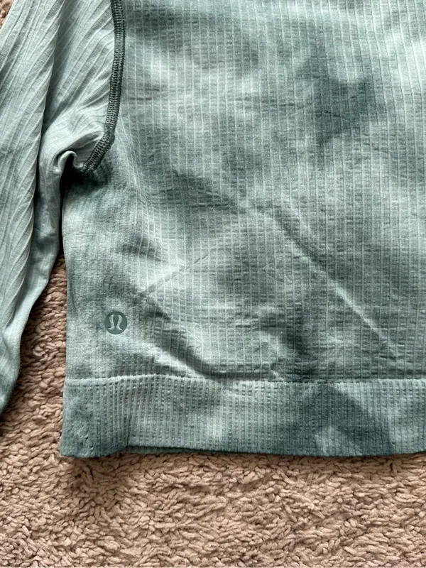 Lululemon Ebb to Street Long Sleeve Shirt Marble Dye Tidewater Teal Size 6 - Image 2