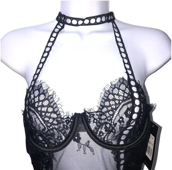 Oh La La Cheri Adelynn Lace Thong Teddy Bodysuit Medium NWT - Image 5