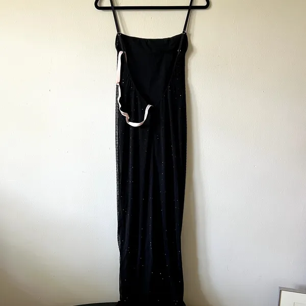 Oh Polly Celandine Sheer Embellished Backless Maxi Dress in Black size 4 New - Image 8