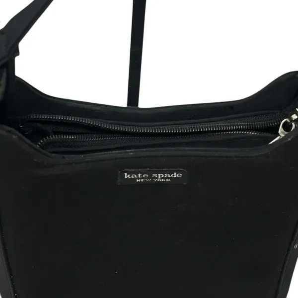 Kate Spade New York 90s Vintage Shoulder Bag Black Nylon Pocket Zipper Classic - Image 9