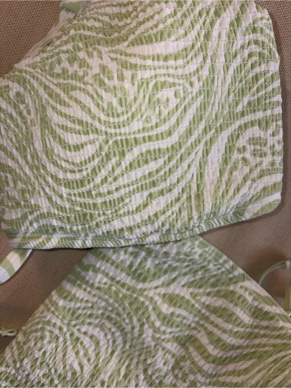Green and White Tie-Side Bikini Set - Image 4