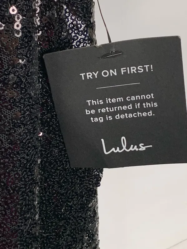 Lulus Black Sequin Mini Dress XS NWT Cocktail Party Homecoming Spaghetti Strap - Image 3