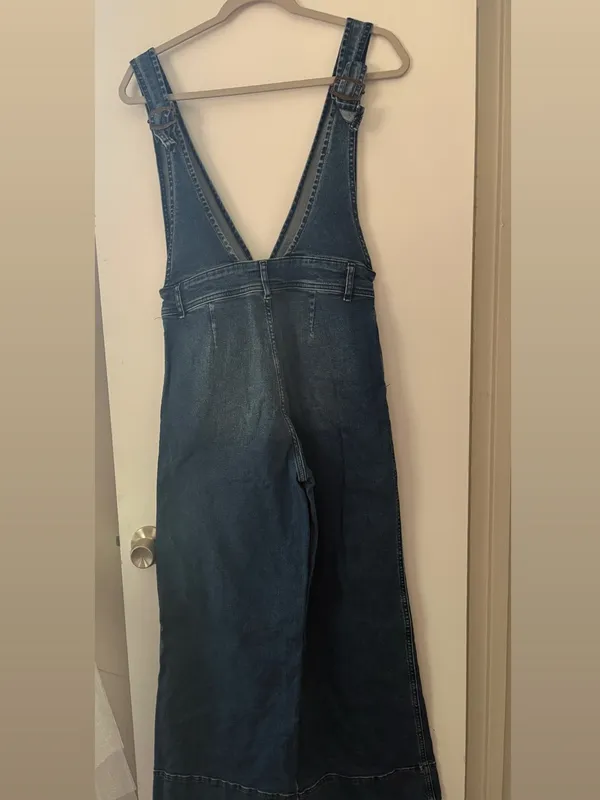 Free People Denim Wide-Leg Overalls - Blue - Image 5