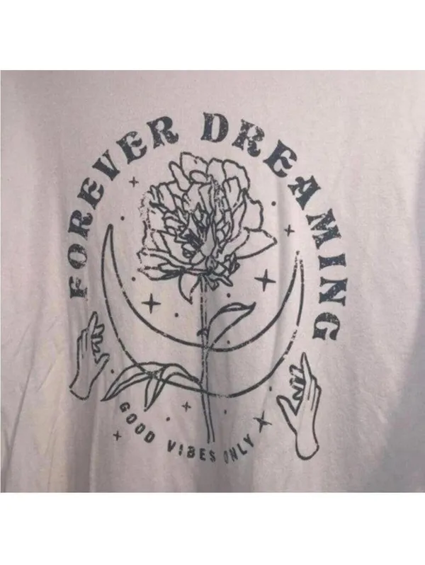 Wonderly blush, pink, flower, and moon, forever, dreaming graphic shirt - Image 6