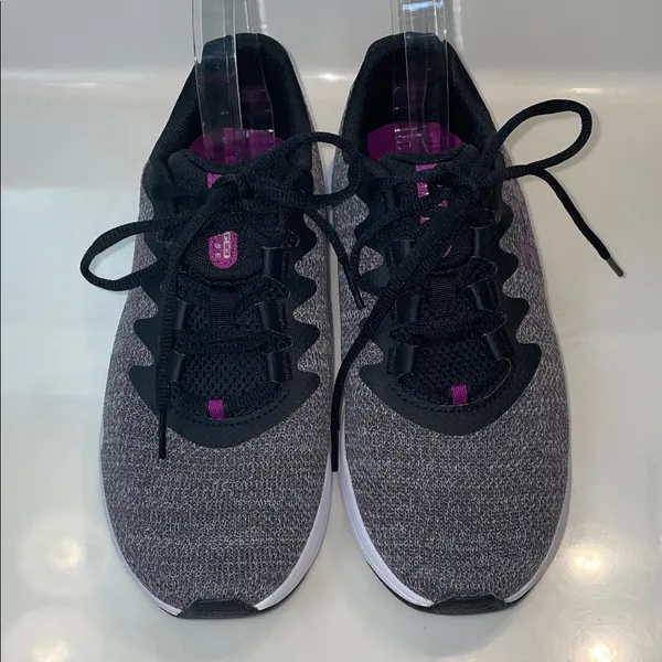 Under Armour Women’s Charged Impulse 3 Knit Gray Purple Running Athletic Shoes - Image 2
