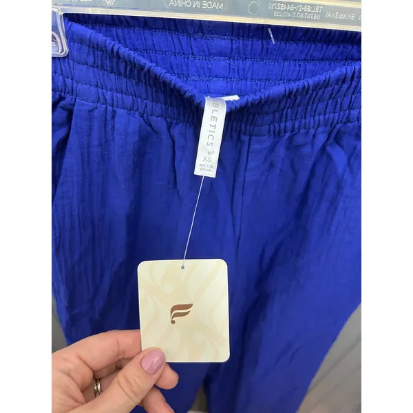 Fabletics Cotton Voile‎ Wide Leg Pant Admiral Blue XS Elastic Waist - Image 2