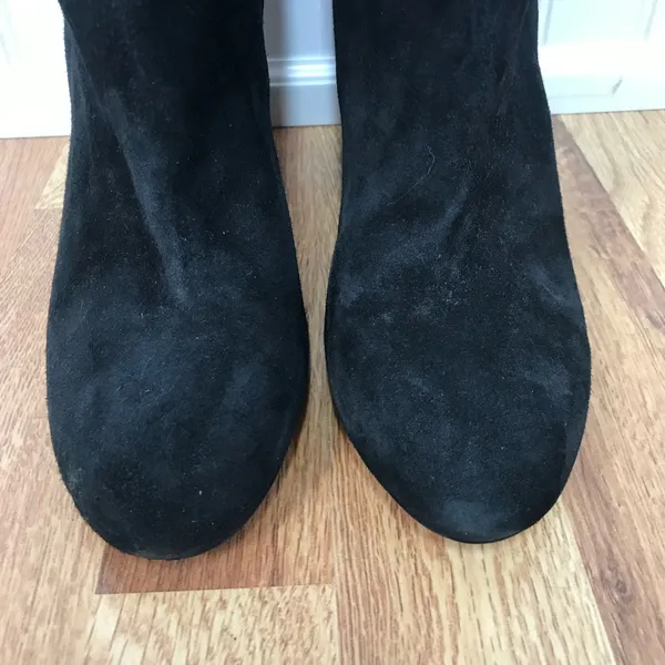 SAM EDELMAN Caprice Black Suede Knee High‎ Boot Size 9.5 Block Heel Pointed Toe - Image 4