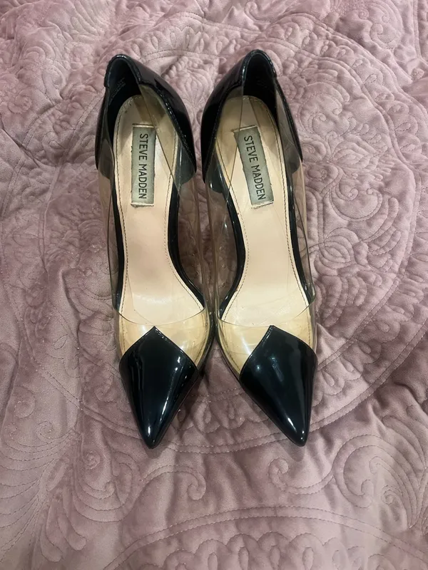 Steve Madden Transparent Panel Pointed-Toe Stiletto Heels - Black - Image 2
