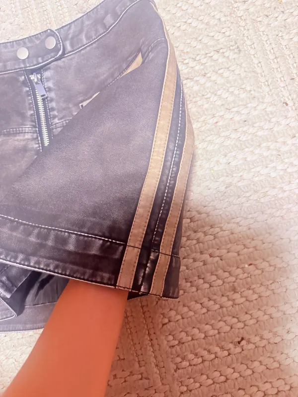 Black Leather Mini Skirt Size XS - Image 2