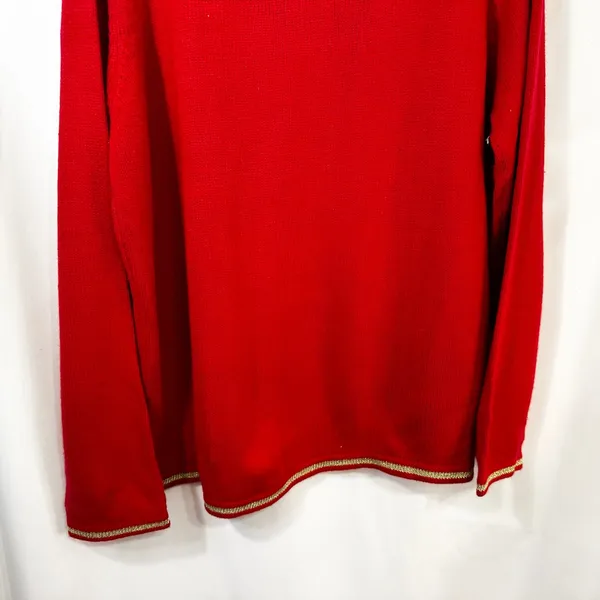 White Stag XL Christmas Sweater‎ Santa Embroidered Merry Red Gold Ugly 1107 - Image 7
