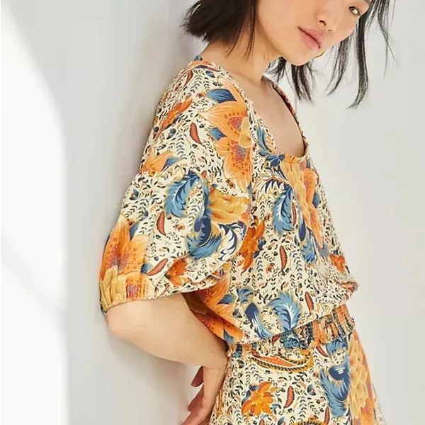 NWT Farm‎ Rio Bambina Floral Square Neck Elastic Back Tie Top - Image 2