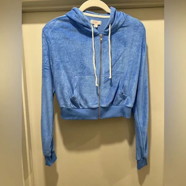 LIKE NEW Target Colsie Terry Cloth Blue Zip-Up Hoodie - S - Image 2