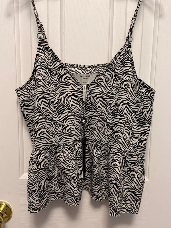 OneTeaspoon Interference Zebra Print Peplum Cami Tank NWT XS Y2K - Image 5
