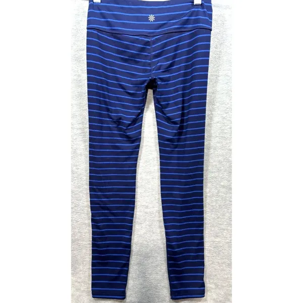 Athleta Women's Chaturanga Striped Blue Leggings Size S‎ Activewear Wicking - Image 3