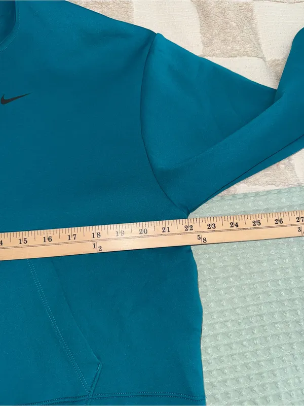 Nike Womens Dri-FIT Performance Half Zip Hoodie Teal Blue Small - Image 2