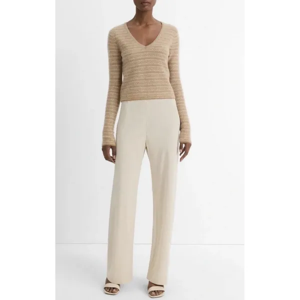 Vince Fair Isle V-neck cashmere sweater Tan Size XS - Image 4