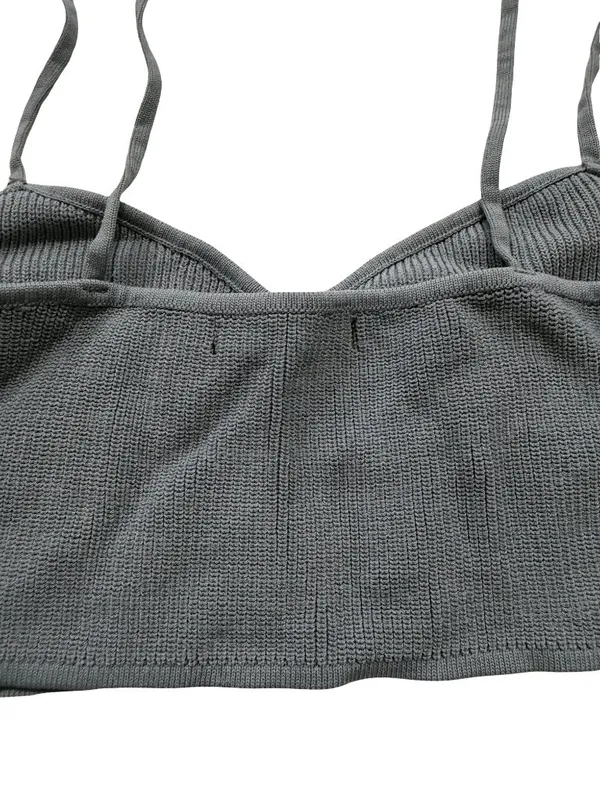 Zara Dusty Blue Ribbed Knit Crop Top Sweetheart Shirt Silhouette Large Women's - Image 5