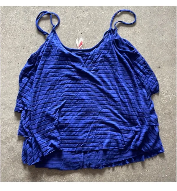 FREE PEOPLE Striped Burnout Tiered Striped Sheer Tank Top - Image 4
