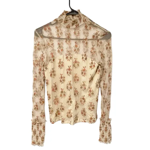 Free People Size Small Sweet Dreams Mesh Floral‎ illusion High Neck Top - Image 2