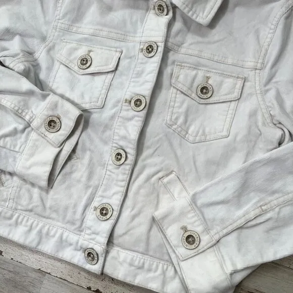 2000s Y2k American Eagle White Corduroy Button Jacket Womens‎ Size M - Image 2
