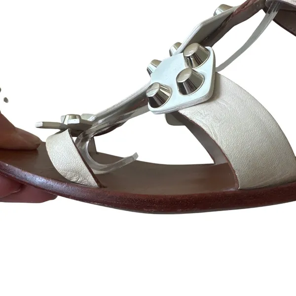 Tory Burch Aurora Studded Gladiator Sandals White‎ Leather Size 7 Rare - Image 12