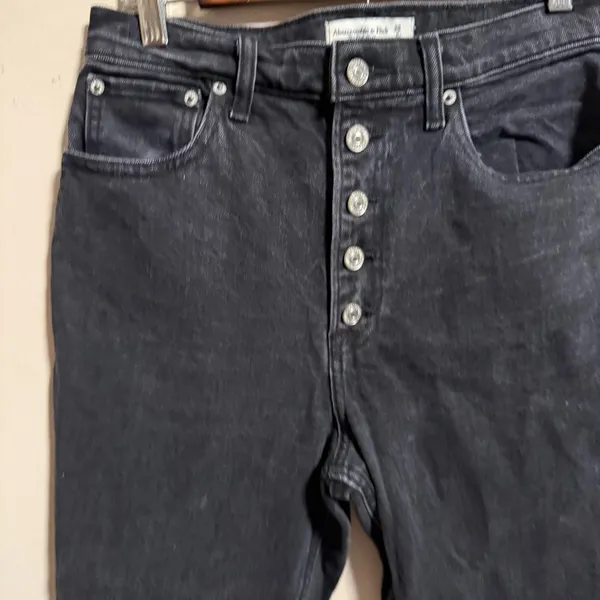 Abercrombie & Fitch The Kick Flare Ultra High Rise Jeans Black- Size 28 (6R) - Image 6