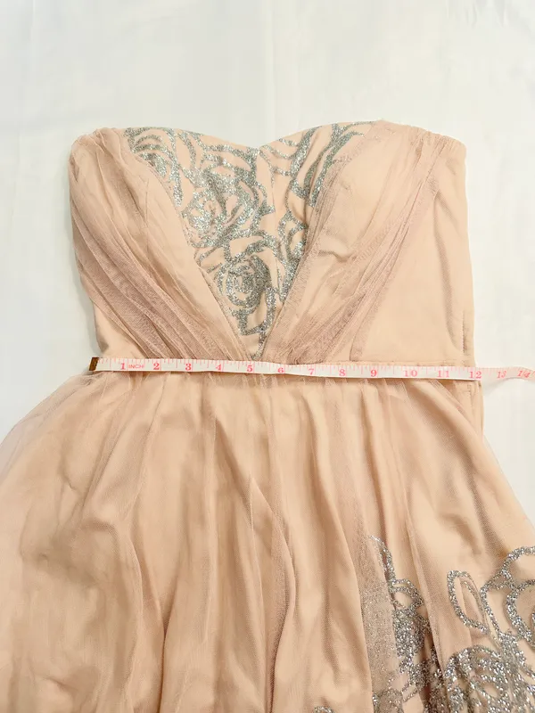 Teeze Me Lace/Mesh Strapless Glitter Homecoming Mini Dress - Blush Pink - 7 - Image 9