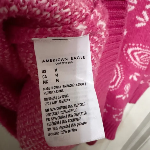 American Eagle pink crewneck oversized sweater paisley western size medium‎ - Image 7