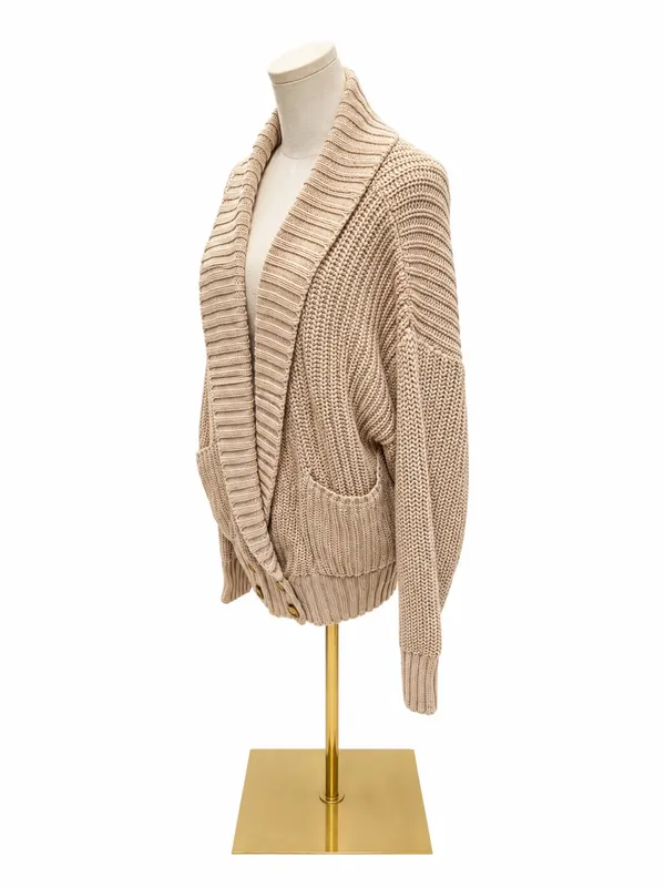 Bohme NWT Chunky Knit Shawl Collar Cardigan Sweater Size L Taupe Beige - Image 2