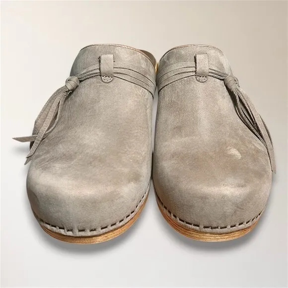 Dansko Miriam Taupe Milled Nubuck Wooden‎ Clogs 42 Slip On Comfort Nurse Shoes - Image 9