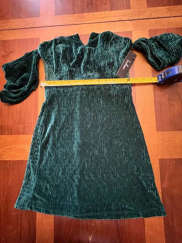 Lulus NWT Velvet Green Off the Shoulder Mini Dress Size XS - Image 9