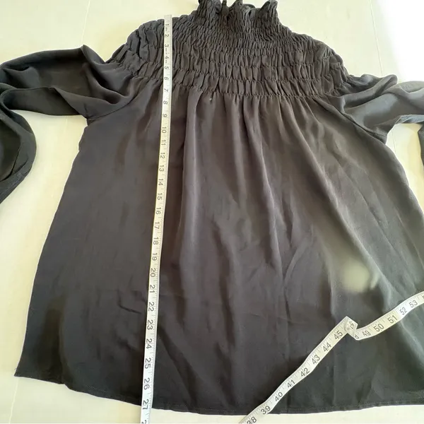Patrizia Luca smocked high neck long sleeve blouse black - Image 15