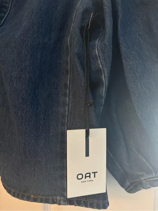 Oat New York Dark Blue Denim Puff-Sleeve Jacket, Size-Small - Image 6