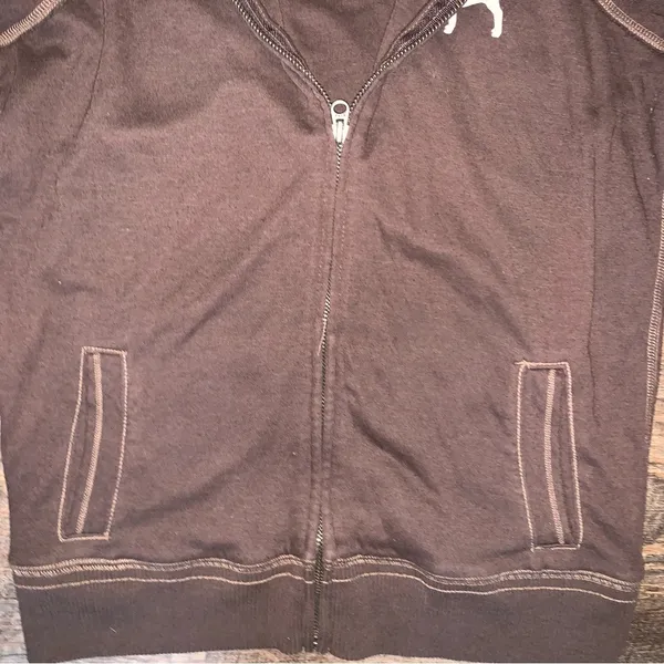 Victoria’s Secret PINK Hoodie Brown Rainbow Peace Sign Size Medium - Image 3